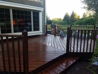 Before and after. I stripped the deck and then stained it