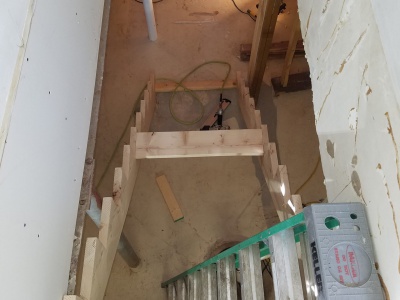 Framing and building new stairs to basement