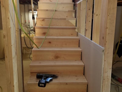 Framing and building new stairs to basement