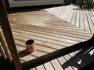 Before and after. I stripped the deck and then stained it